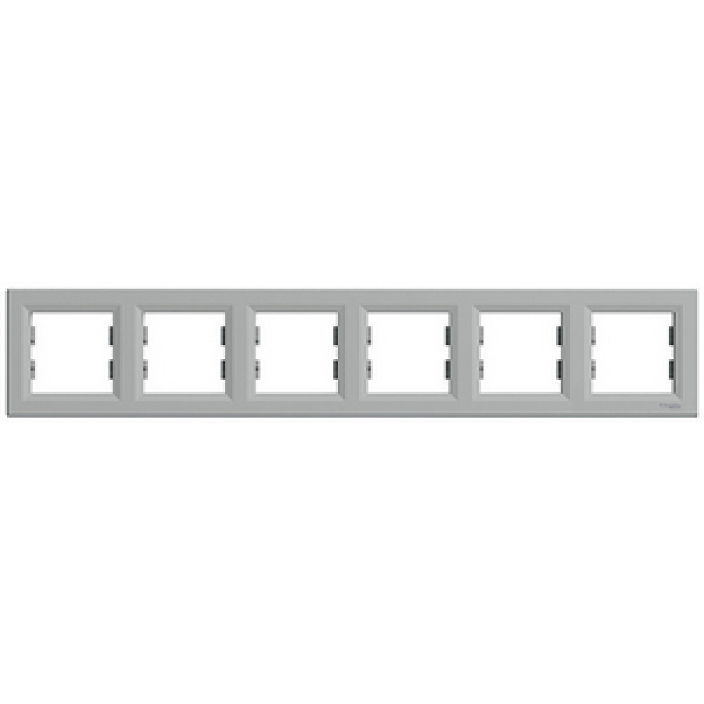 Рамка 6-ти кратная Schneider Electric Asfora горизонтальная Алюминий EPH5800661